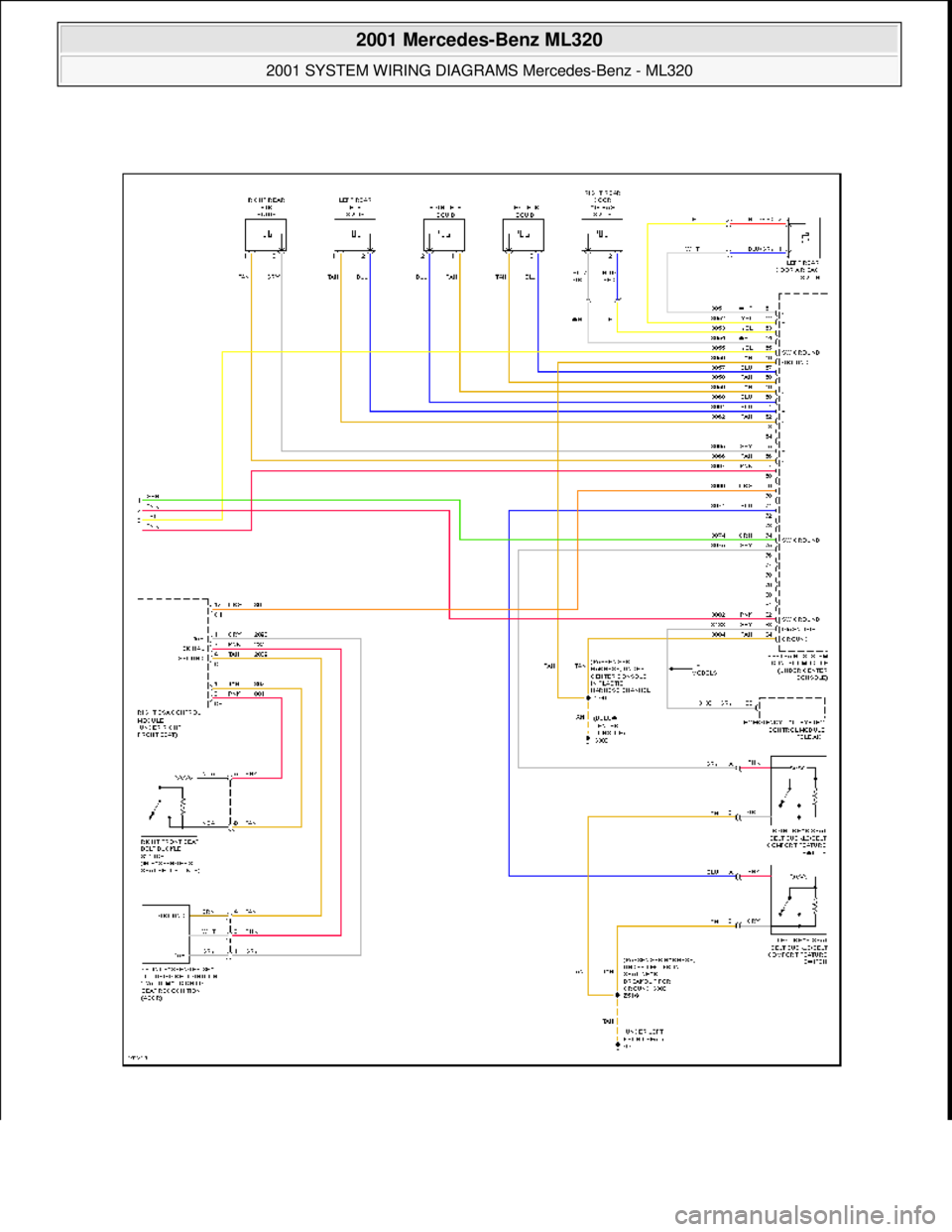 MERCEDES-BENZ ML430 1997  Complete Repair Manual  
2001 Mercedes-Benz ML320 
2001 SYSTEM WIRING DIAGRAMS  Mercedes-Benz - ML320  
me  
Saturday, October 02, 2010 3:28:00 PMPage 120 © 2006 Mitchell Repair Information Company, LLC.  