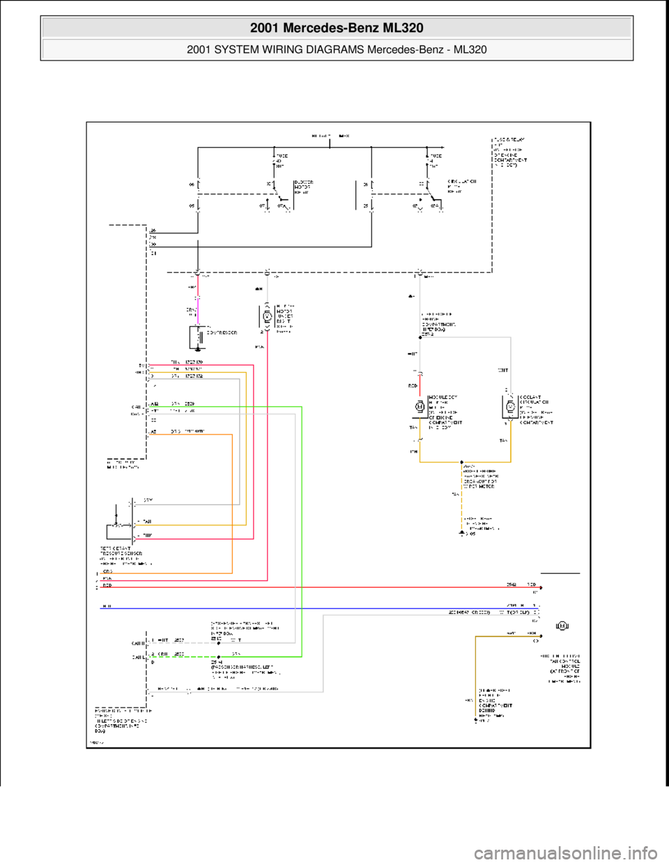 MERCEDES-BENZ ML500 1997  Complete Repair Manual  
2001 Mercedes-Benz ML320 
2001 SYSTEM WIRING DIAGRAMS  Mercedes-Benz - ML320  
me  
Saturday, October 02, 2010 3:27:58 PMPage 4 © 2006 Mitchell Repair Information Company, LLC.  