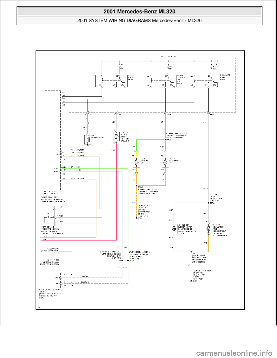 MERCEDES-BENZ ML500 1997  Complete Repair Manual  
2001 Mercedes-Benz ML320 
2001 SYSTEM WIRING DIAGRAMS  Mercedes-Benz - ML320  
me  
Saturday, October 02, 2010 3:27:58 PMPage 8 © 2006 Mitchell Repair Information Company, LLC.  