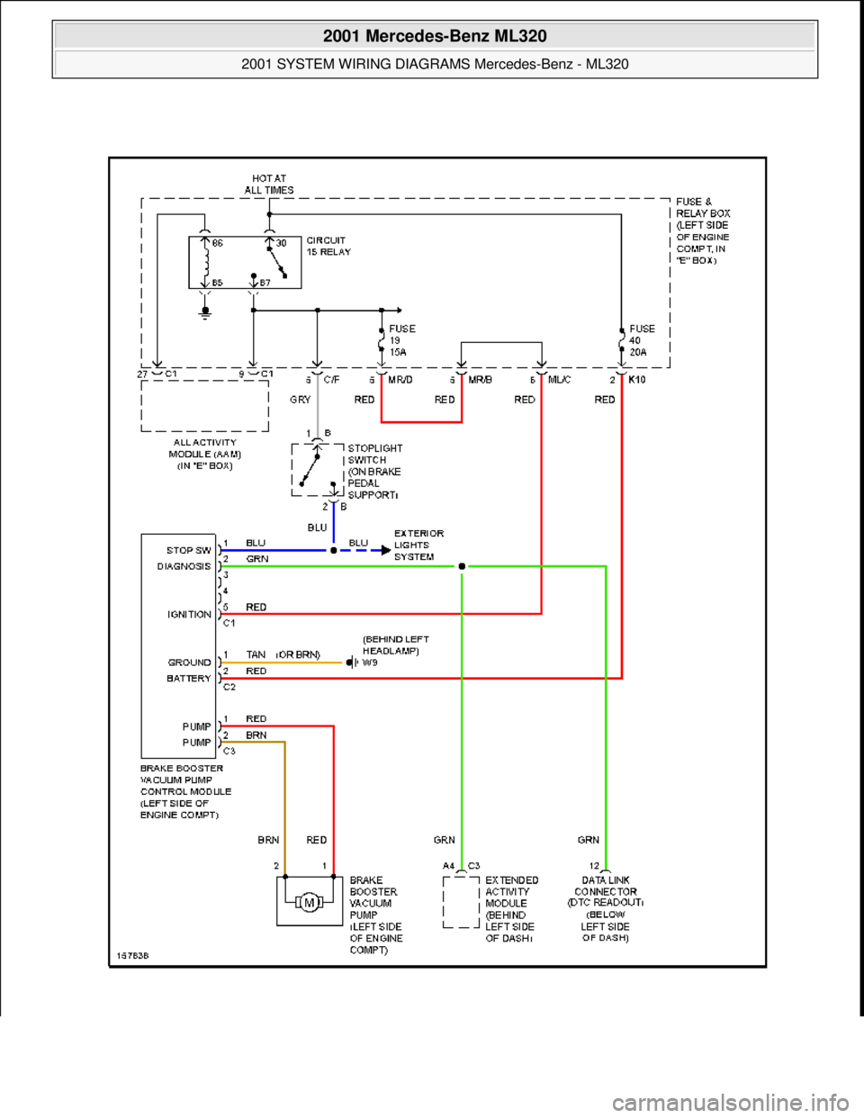 MERCEDES-BENZ ML500 1997  Complete Repair Manual  
2001 Mercedes-Benz ML320 
2001 SYSTEM WIRING DIAGRAMS  Mercedes-Benz - ML320  
me  
Saturday, October 02, 2010 3:27:59 PMPage 14 © 2006 Mitchell Repair Information Company, LLC.  