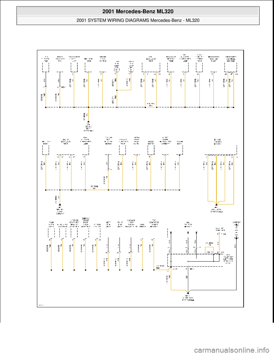 MERCEDES-BENZ ML500 1997  Complete Repair Manual  
2001 Mercedes-Benz ML320 
2001 SYSTEM WIRING DIAGRAMS  Mercedes-Benz - ML320  
me  
Saturday, October 02, 2010 3:27:59 PMPage 44 © 2006 Mitchell Repair Information Company, LLC.  