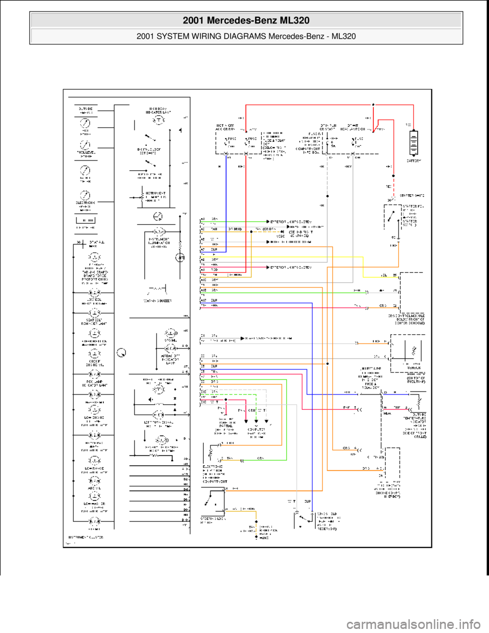 MERCEDES-BENZ ML500 1997  Complete Repair Manual  
2001 Mercedes-Benz ML320 
2001 SYSTEM WIRING DIAGRAMS  Mercedes-Benz - ML320  
me  
Saturday, October 02, 2010 3:27:59 PMPage 62 © 2006 Mitchell Repair Information Company, LLC.  
