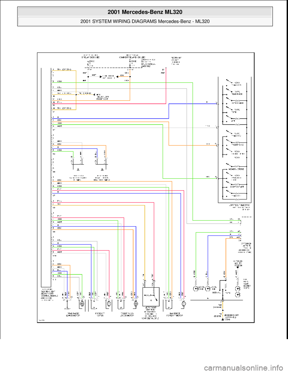 MERCEDES-BENZ ML500 1997  Complete Repair Manual  
2001 Mercedes-Benz ML320 
2001 SYSTEM WIRING DIAGRAMS  Mercedes-Benz - ML320  
me  
Saturday, October 02, 2010 3:27:59 PMPage 72 © 2006 Mitchell Repair Information Company, LLC.  