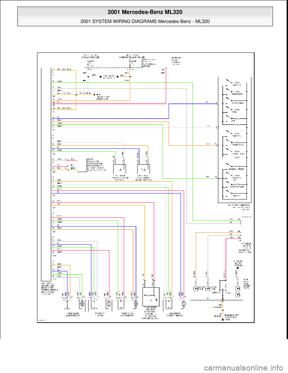 MERCEDES-BENZ ML500 1997  Complete Repair Manual  
2001 Mercedes-Benz ML320 
2001 SYSTEM WIRING DIAGRAMS  Mercedes-Benz - ML320  
me  
Saturday, October 02, 2010 3:27:59 PMPage 74 © 2006 Mitchell Repair Information Company, LLC.  