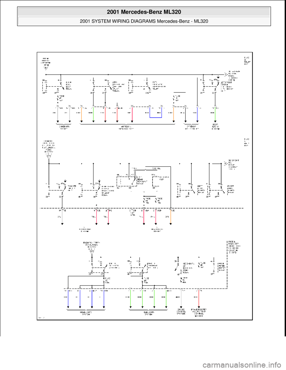 MERCEDES-BENZ ML500 1997  Complete Repair Manual  
2001 Mercedes-Benz ML320 
2001 SYSTEM WIRING DIAGRAMS  Mercedes-Benz - ML320  
me  
Saturday, October 02, 2010 3:28:00 PMPage 80 © 2006 Mitchell Repair Information Company, LLC.  