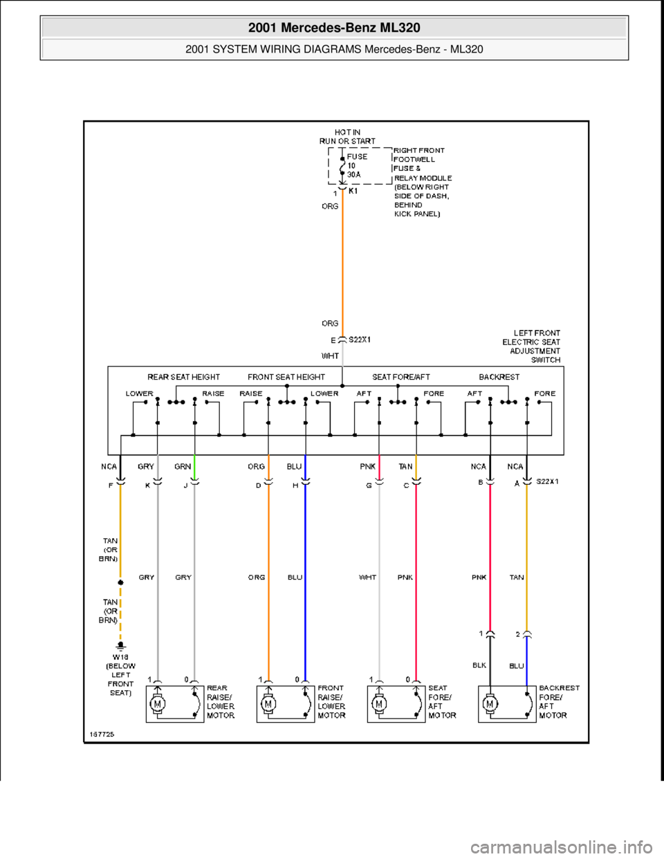 MERCEDES-BENZ ML500 1997  Complete Repair Manual  
2001 Mercedes-Benz ML320 
2001 SYSTEM WIRING DIAGRAMS  Mercedes-Benz - ML320  
me  
Saturday, October 02, 2010 3:28:00 PMPage 90 © 2006 Mitchell Repair Information Company, LLC.  