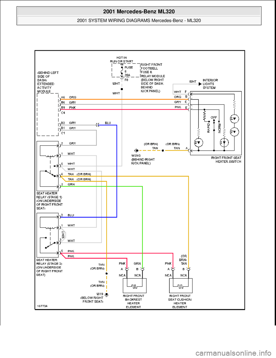 MERCEDES-BENZ ML500 1997  Complete Repair Manual  
2001 Mercedes-Benz ML320 
2001 SYSTEM WIRING DIAGRAMS  Mercedes-Benz - ML320  
me  
Saturday, October 02, 2010 3:28:00 PMPage 92 © 2006 Mitchell Repair Information Company, LLC.  