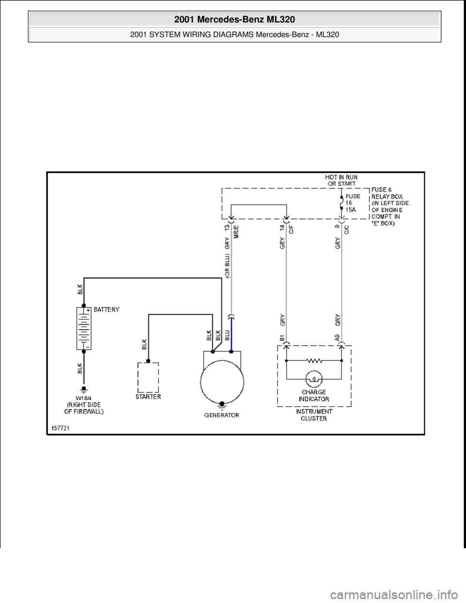 MERCEDES-BENZ ML500 1997  Complete Repair Manual  
2001 Mercedes-Benz ML320 
2001 SYSTEM WIRING DIAGRAMS  Mercedes-Benz - ML320  
me  
Saturday, October 02, 2010 3:28:00 PMPage 114 © 2006 Mitchell Repair Information Company, LLC.  