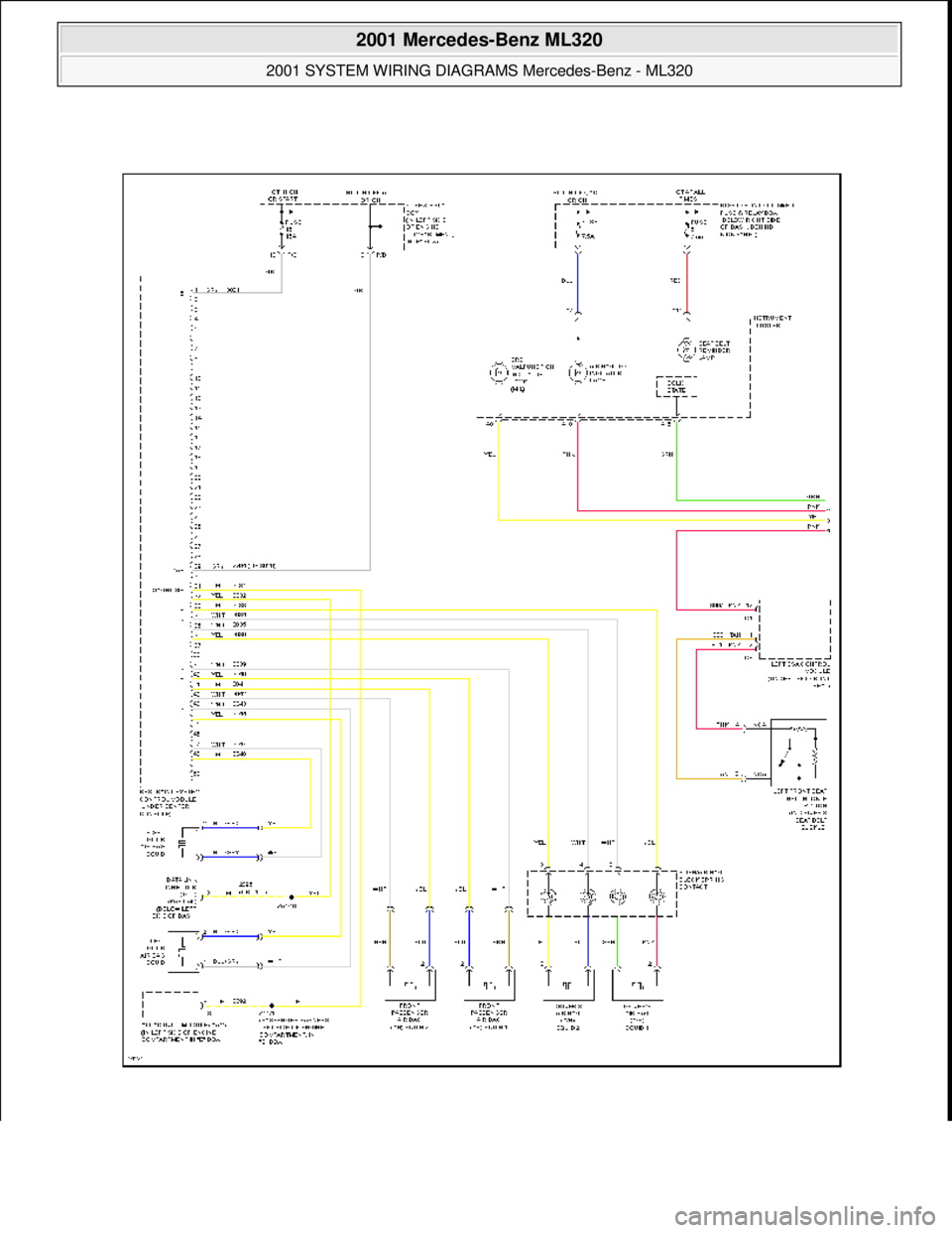 MERCEDES-BENZ ML500 1997  Complete Repair Manual  
2001 Mercedes-Benz ML320 
2001 SYSTEM WIRING DIAGRAMS  Mercedes-Benz - ML320  
me  
Saturday, October 02, 2010 3:28:00 PMPage 118 © 2006 Mitchell Repair Information Company, LLC.  