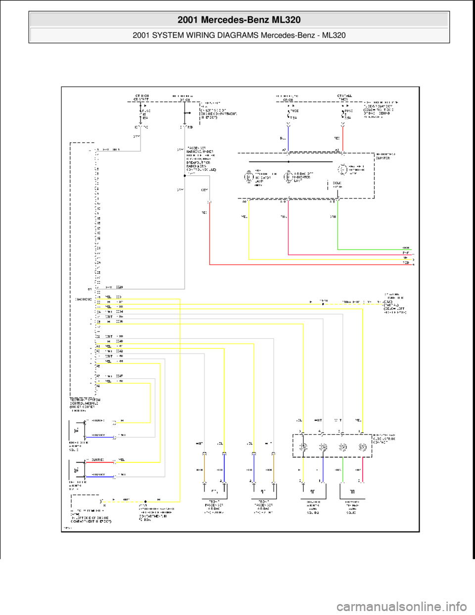 MERCEDES-BENZ ML500 1997  Complete Repair Manual  
2001 Mercedes-Benz ML320 
2001 SYSTEM WIRING DIAGRAMS  Mercedes-Benz - ML320  
me  
Saturday, October 02, 2010 3:28:00 PMPage 122 © 2006 Mitchell Repair Information Company, LLC.  