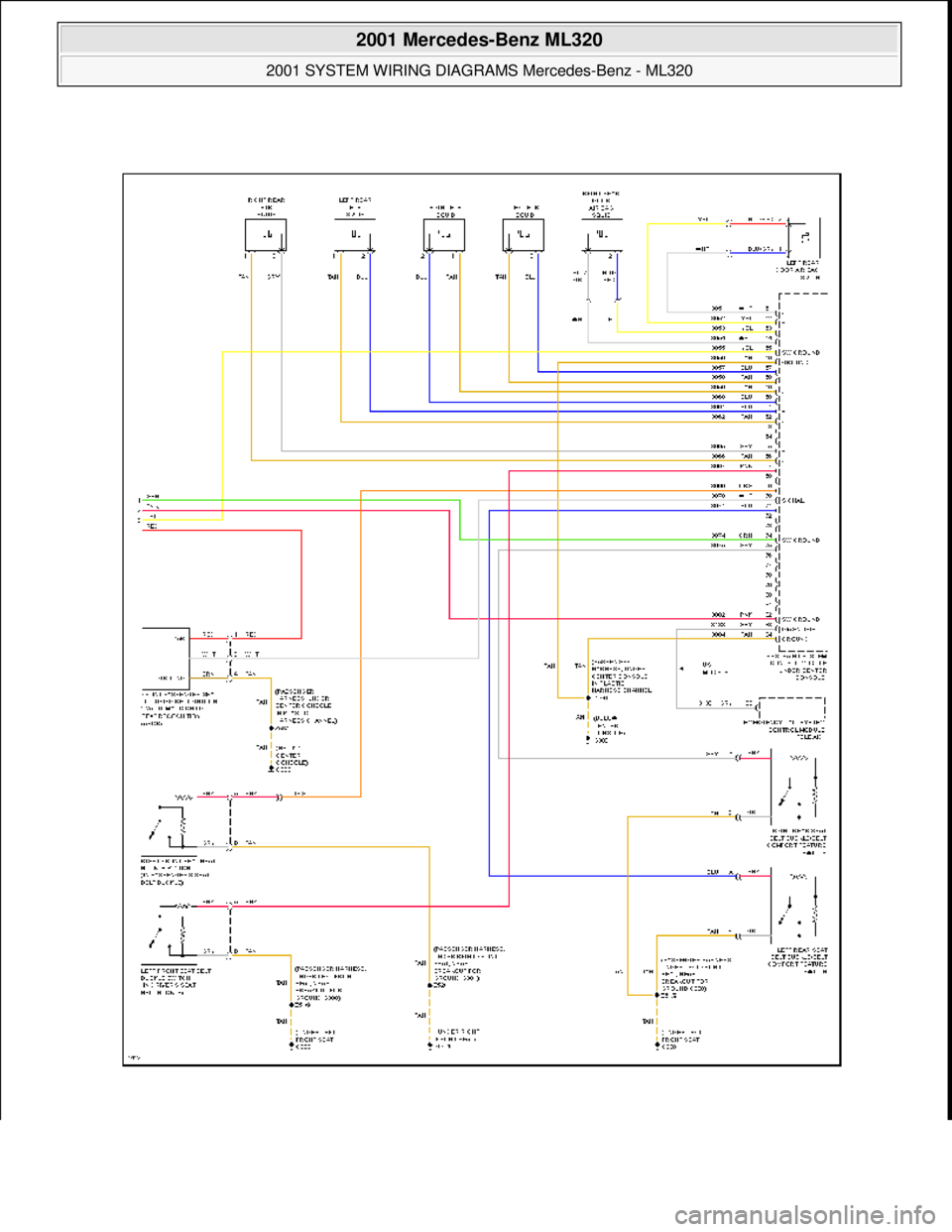 MERCEDES-BENZ ML500 1997  Complete Repair Manual  
2001 Mercedes-Benz ML320 
2001 SYSTEM WIRING DIAGRAMS  Mercedes-Benz - ML320  
me  
Saturday, October 02, 2010 3:28:00 PMPage 124 © 2006 Mitchell Repair Information Company, LLC.  