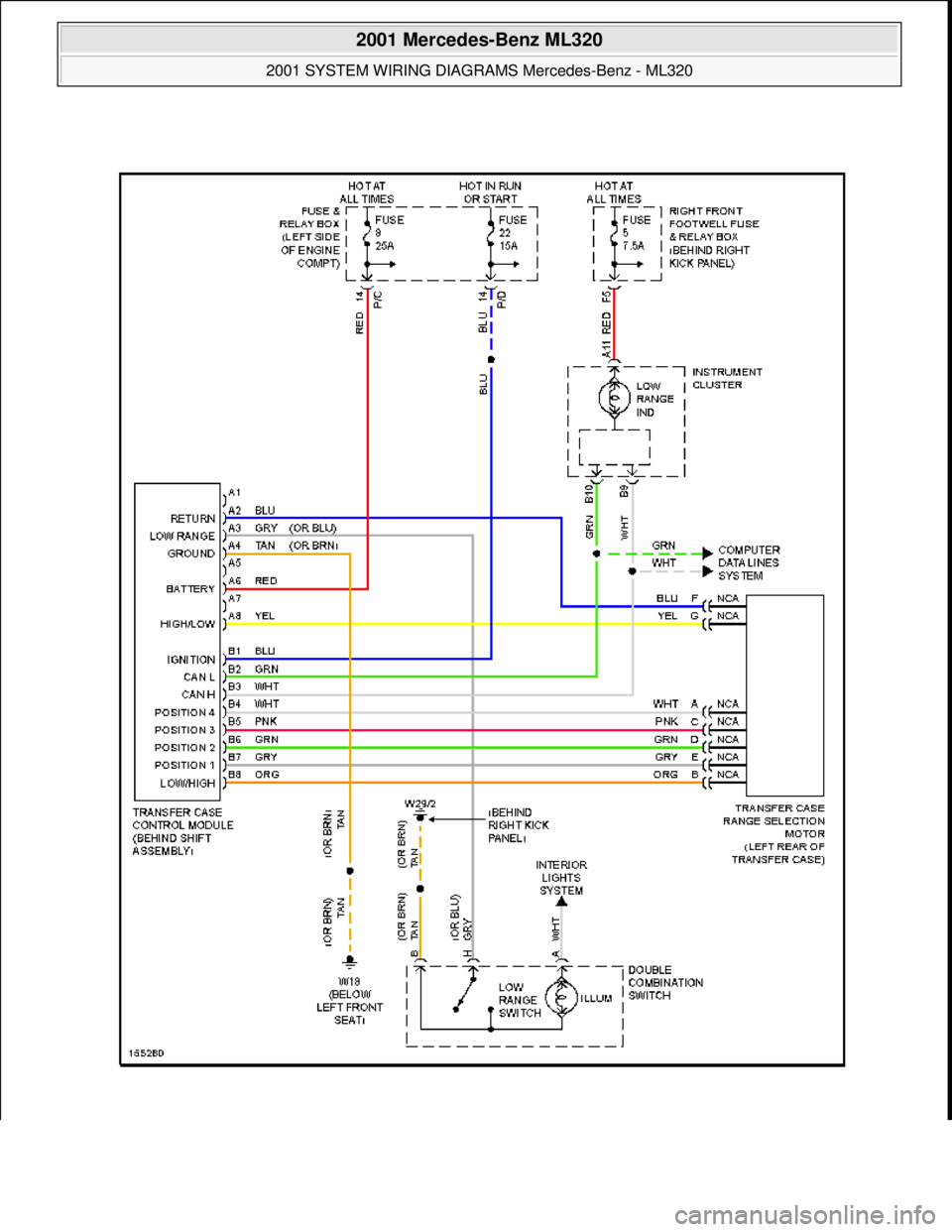 MERCEDES-BENZ ML500 1997  Complete Repair Manual  
2001 Mercedes-Benz ML320 
2001 SYSTEM WIRING DIAGRAMS  Mercedes-Benz - ML320  
me  
Saturday, October 02, 2010 3:28:00 PMPage 126 © 2006 Mitchell Repair Information Company, LLC.  