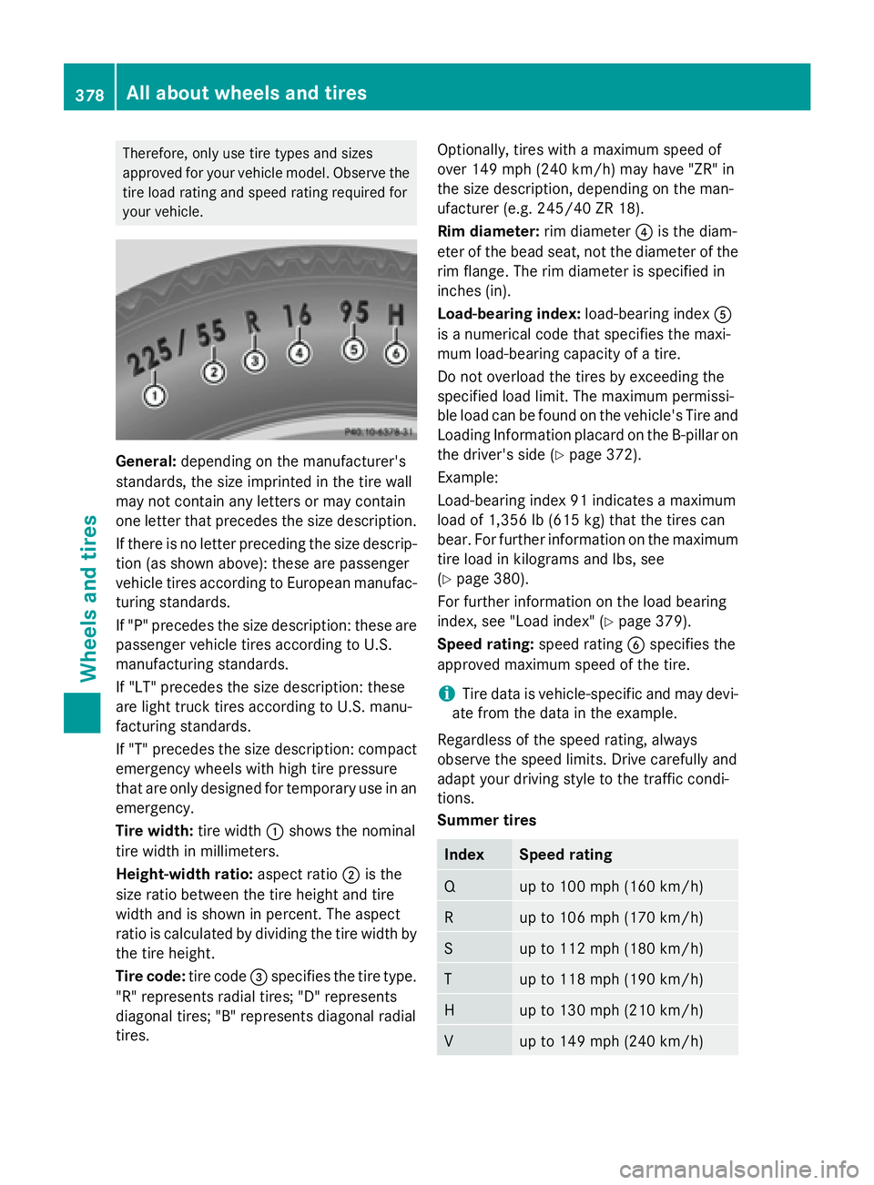 MERCEDES-BENZ S-COUPE 2016 Owners Manual Therefore, only use tire types and sizes
approved for your vehicle model. Observe the
tire load rating and speed rating required for
your vehicle.
General:depending on the manufacturer's
standards MERCEDES-BENZ S-COUPE 2016 Owners Manual Therefore, only use tire types and sizes
approved for your vehicle model. Observe the
tire load rating and speed rating required for
your vehicle.
General:depending on the manufacturer's
standards