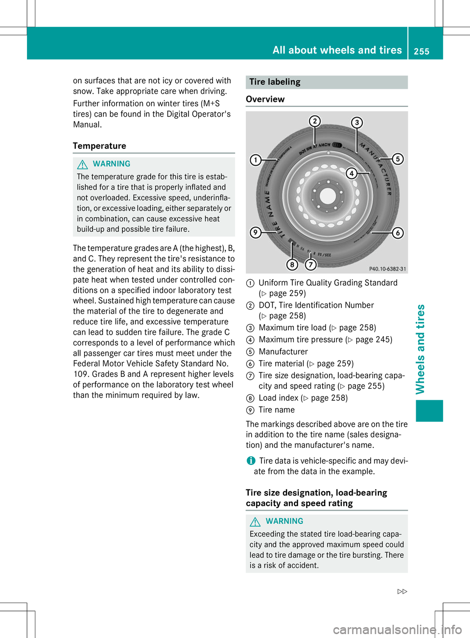 MERCEDES-BENZ S-COUPE 2015  Owners Manual on surfaces that are not icy or covered with 
snow. Take appropriate care when driving. 
Further information on winter tires (M+S 
tires) can be found in the Digital Operator'sManual.
Temperature
