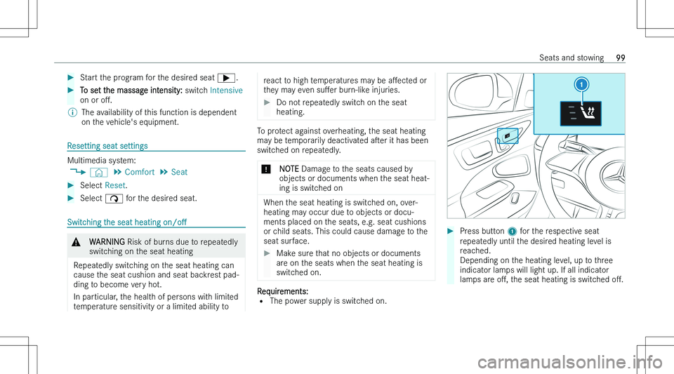 MERCEDES-BENZ C CLASS 2023  Owners Manual ��S�t�a�r�t� �t�h�e� �p�r�o�g�r�a�m� �f�o�r� �t�h�e� �d�e�s�i�r�e�d� �s�e�a�t� �e�.��T�o� �s�e�t� �t�h�e� �m�a�s�s�a�g�e� �i�n�t�e�n�s�i�t�y�:�  �s�w�i�t�c�h� �I�n�t�e�n�s�i�v�e
�o�n� �o�r�  �oM�.�