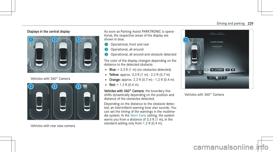 MERCEDES-BENZ C CLASS 2023  Owners Manual �D�i�s�p�l�a�y�s� �i�n� �t�h�e� �c�e�n�t�r�a�l� �d�i�s�p�l�a�y�V�e�h�i�c�l�e�s� �w�i�t�h� �3�6�0�°� �C�a�m�e�r�a�V�e�h�i�c�l�e�s� �w�i�t�h� �r�e�a�r� �v�i�e�w� �c�a�m�e�r�a�A�s� �s�o�o�n� �a�s� �P�a�