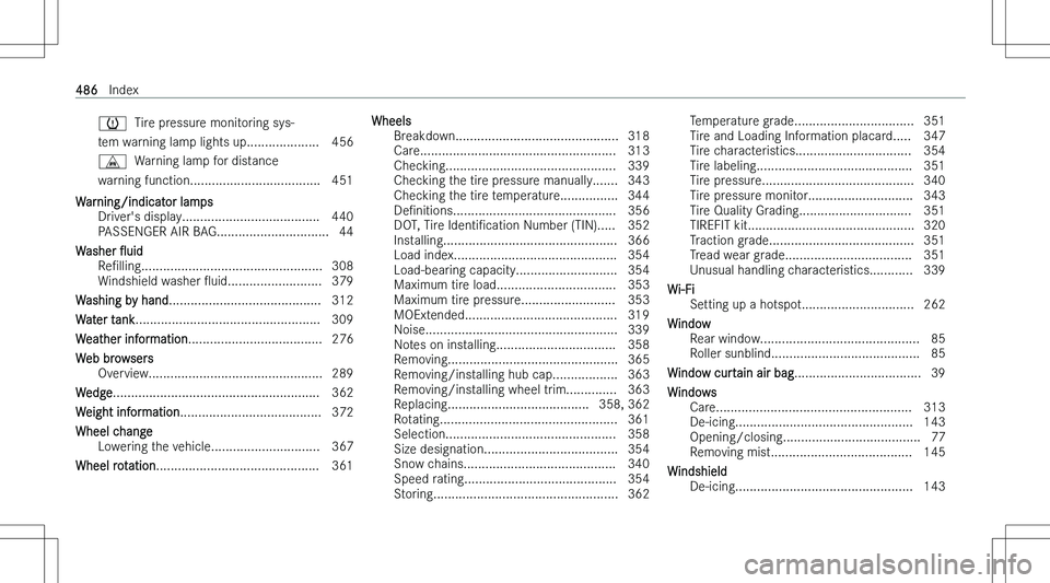 MERCEDES-BENZ C CLASS 2023  Owners Manual �w� � �T�i�r�e� �p�r�e�s�s�u�r�e� �m�o�n�i�t�o�r�i�n�g� �s�y�s�-
�t�e�m� �w�a�r�n�i�n�g� �l�a�m�p� �l�i�g�h�t�s� �u�p�.�.�.�.�.�.�.�.�.�.�.�.�.�.�.�.�.�.�.�. �4�5�6
�/ � � �W�a�r�n�i�n�g� �l�a�m�p� �f