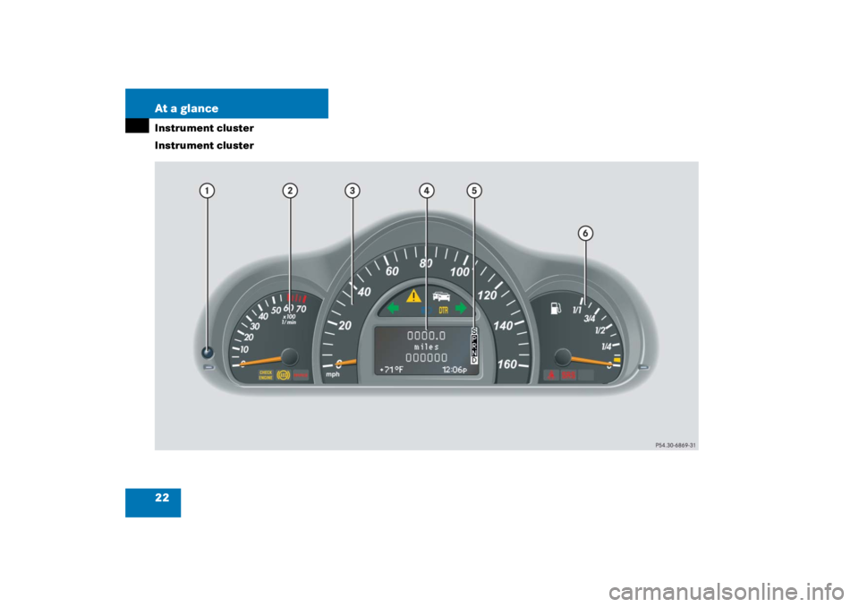 MERCEDES-BENZ C CLASS COUPE 2003  Owners Manual 22 At a glanceInstrument cluster
Instrument cluster 
