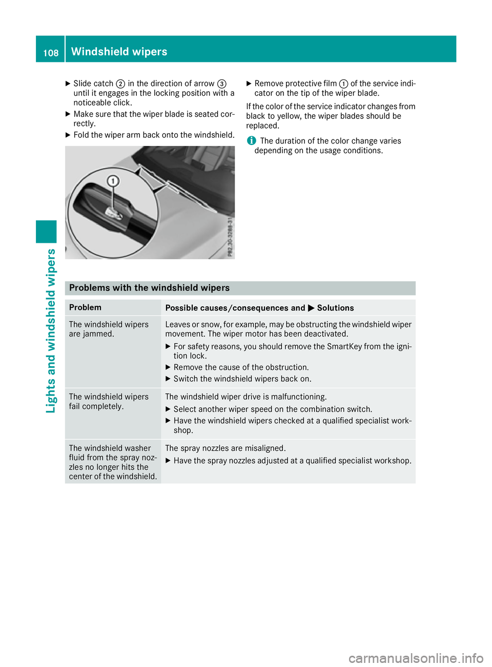 MERCEDES-BENZ CLA 2017  Owners Manual X
Slide catch �D in the direction of arrow �