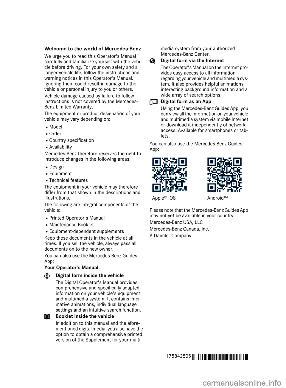 MERCEDES-BENZ CLA 2019  Owners Manual Welcome to the world of Mercedes-Benz
We urge you to read this Operator's Manualcarefully and familiarize yourself with the vehi-cle before driving. For your own safety and alonger vehicle life, f