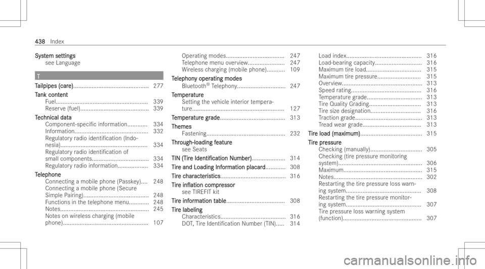 MERCEDES-BENZ CLS 2022 Owners Manual Sy
st Sy
stem se em
settings tti
ngs
se eLa ngua ge TT
T T
ailpi pes (car ailpi
pes (care) e)
... .......................................... 277
T T
ank cont ank
cont ent ent
Fu el..... .............. MERCEDES-BENZ CLS 2022 Owners Manual Sy
st Sy
stem se em
settings tti
ngs
se eLa ngua ge TT
T T
ailpi pes (car ailpi
pes (care) e)
... .......................................... 277
T T
ank cont ank
cont ent ent
Fu el..... ..............