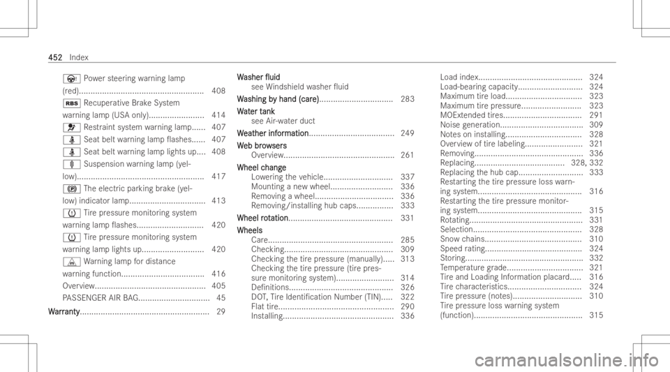 MERCEDES-BENZ E CLASS 2022 Owners Manual Ù
Powe rst eer ing warning lamp
(r ed).... ..................................................408
00C6 Recuper ativeBr ak eSy stem
wa rning lamp(US Aonl y)...... .................. 414
0075 Restr aint MERCEDES-BENZ E CLASS 2022 Owners Manual Ù
Powe rst eer ing warning lamp
(r ed).... ..................................................408
00C6 Recuper ativeBr ak eSy stem
wa rning lamp(US Aonl y)...... .................. 414
0075 Restr aint