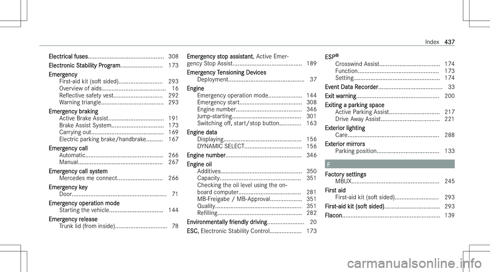 MERCEDES-BENZ E CLASS COUPE 2023  Owners Manual �E�l�e�c�t�r�i�c�a�l� �f�u�s�e�s�.�.�.�.�.�.�.�.�.�.�.�.�.�.�.�.�.�.�.�.�.�.�.�.�.�.�.�.�.�.�.�.�.�.�.�.�.�.�.�.�.�.�.�.�. �3�0�8
�E�l�e�c�t�r�o�n�i�c� �S�t�a�b�i�l�i�t�y� �P�r�o�g�r�a�m �.�.�.�.�.�.�