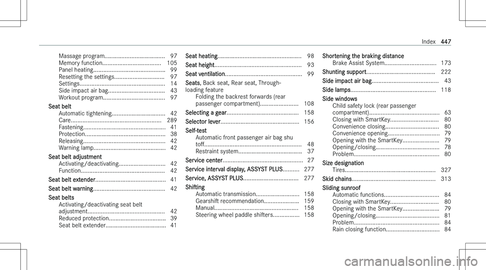 MERCEDES-BENZ E CLASS COUPE 2023  Owners Manual �M�a�s�s�a�g�e� �p�r�o�g�r�a�m�.�.�.�.�.�.�.�.�.�.�.�.�.�.�.�.�.�.�.�.�.�.�.�.�.�.�.�.�.�.�.�.�.�.�.�. �9�7
�M�e�m�o�r�y� �f�u�n�c�t�i�o�n�.�.�.�.�.�.�.�.�.�.�.�.�.�.�.�.�.�.�.�.�.�.�.�.�.�.�.�.�.�.�.