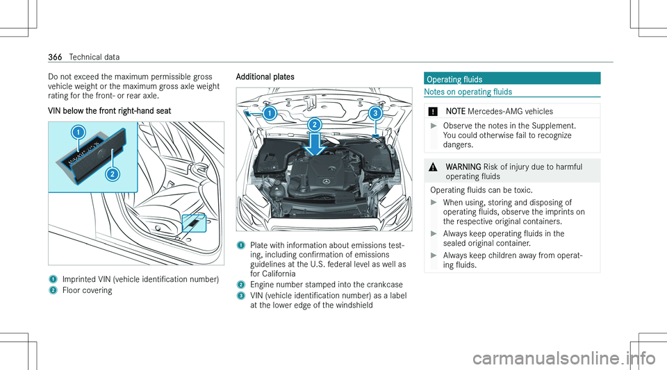 MERCEDES-BENZ E CLASS WAGON 2023  Owners Manual �D�o� �n�o�t� �e�x�c�e�e�d� �t�h�e� �m�a�x�i�m�u�m� �p�e�r�m�i�s�s�i�b�l�e� �g�r�o�s�s�v�e�h�i�c�l�e� �w�e�i�g�h�t� �o�r� �t�h�e� �m�a�x�i�m�u�m� �g�r�o�s�s� �a�x�l�e� �w�e�i�g�h�t�r�a�t�i�n�g� �f�o�r