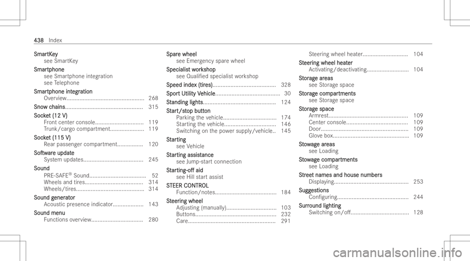 MERCEDES-BENZ EQB 2023 Owners Manual Sma
r Sma
rtK ey tK
ey
see Smar tKey
Sma r Sma
rtph one tph
one
se eSma rtphone integration
see Telephone
Smar Smar
tphone int tphone
integr eg
ration ation
Ov ervie w........ ........................ MERCEDES-BENZ EQB 2023 Owners Manual Sma
r Sma
rtK ey tK
ey
see Smar tKey
Sma r Sma
rtph one tph
one
se eSma rtphone integration
see Telephone
Smar Smar
tphone int tphone
integr eg
ration ation
Ov ervie w........ ........................