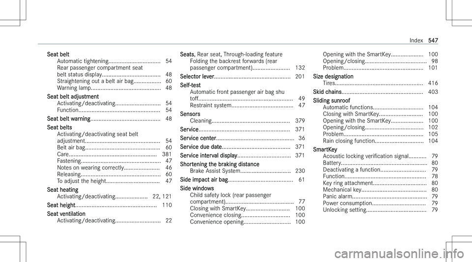 MERCEDES-BENZ EQS 2023  Owners Manual �S�e�a�t� �b�e�l�t�A�u�t�o�m�a�t�i�c� �t�i�g�h�t�e�n�i�n�g�.�.�.�.�.�.�.�.�.�.�.�.�.�.�.�.�.�.�.�.�.�.�.�.�.�.�.�.�.�.�.�. �5�4
�R�e�a�r� �p�a�s�s�e�n�g�e�r� �c�o�m�p�a�r�t�m�e�n�t� �s�e�a�t
�b�e�l�t�