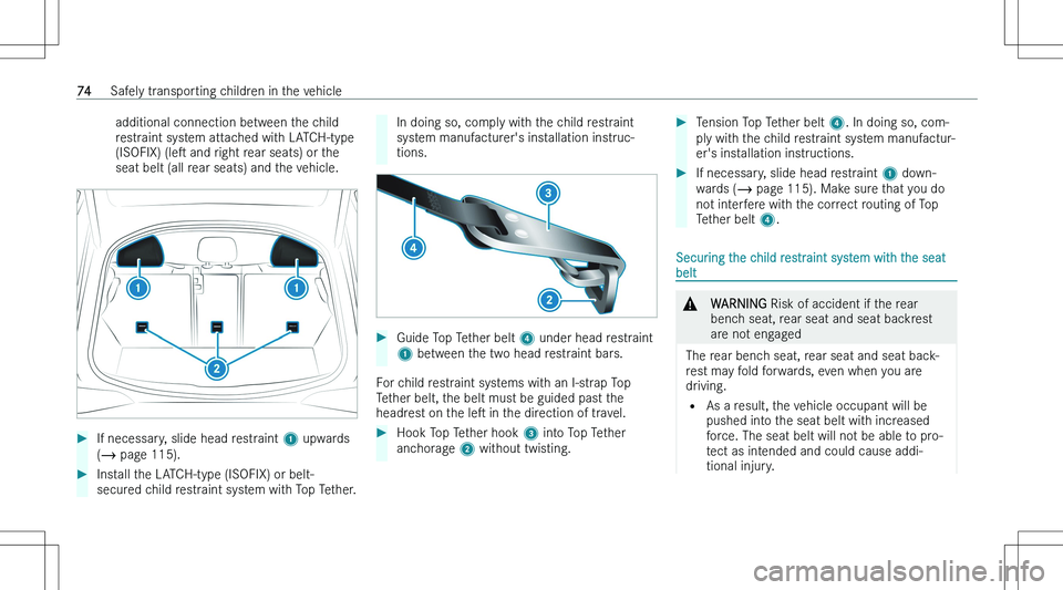 MERCEDES-BENZ EQS 2023  Owners Manual �a�d�d�i�t�i�o�n�a�l� �c�o�n�n�e�c�t�i�o�n� �b�e�t�w�e�e�n� �t�h�e� �c�h�i�l�d
�r�e�s�t�r�a�i�n�t� �s�y�s�t�e�m� �a�t�t�a�c�h�e�d� �w�i�t�h� �L�A�T�C�H�-�t�y�p�e
�(�I�S�O�F�I�X�)�  �(�l�es� �a�n�d� �