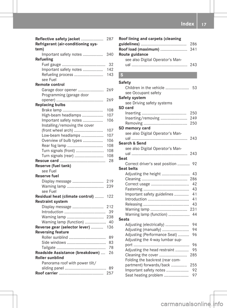 MERCEDES-BENZ GLA 2020  Owners Manual Refl
ective safetyjacke t<0011001100110011001100110011001100110011001100110011001100110011
0011001100110011[ 287
Refri gerant (air-co nditioning sys -
tem)
Impo rtant safety notes <0011001100110011001