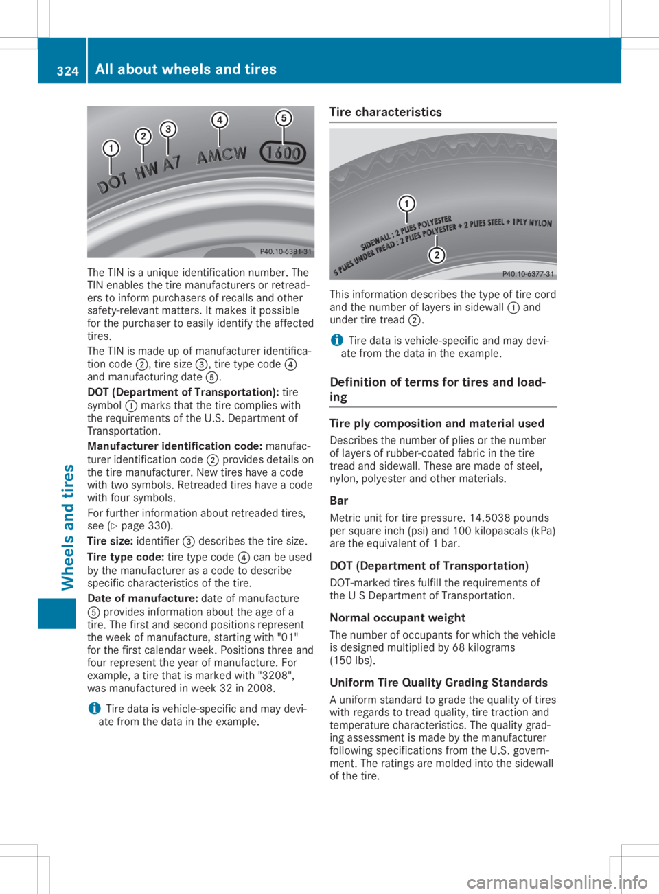MERCEDES-BENZ GLA 2020  Owners Manual The
TINisaunique identific ationnumber. The
TIN enables thetire manufact urersorretread-
ers toinform purchasers ofrecalls andother
safety-relevan tmatter s.Itmakes itpossible
for the purchaser toeasi