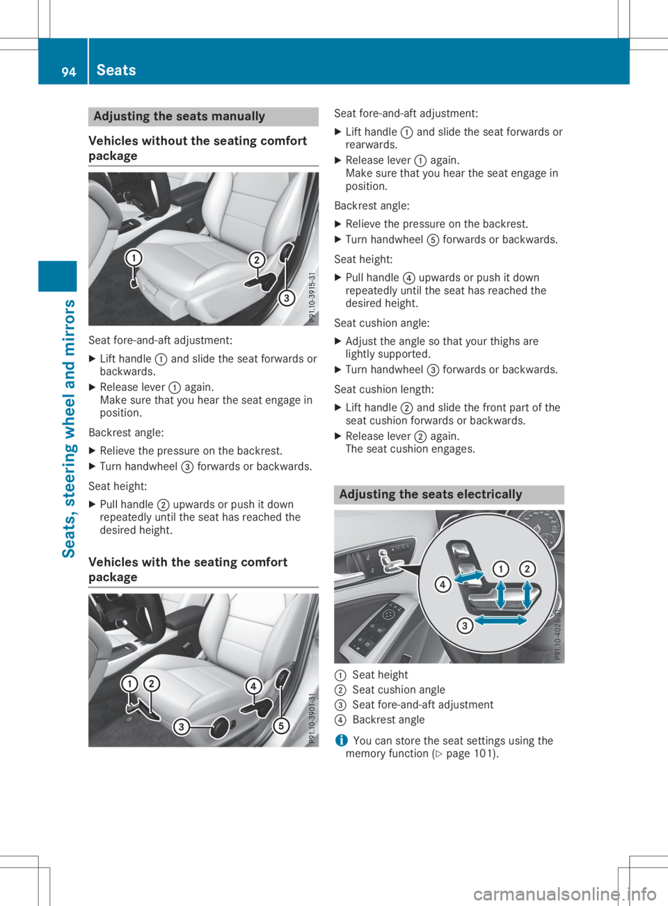 MERCEDES-BENZ GLA 2020 Owners Manual Adj
usting thesea tsma nua lly
Veh icles withoutthesea ting com fort
pa cka ge Se
at for e-and -aftadj ust men t:
X Lif than dle0043and slideth eseat forward sor
bac kwa rds.
X Releas elev er0043 agai MERCEDES-BENZ GLA 2020 Owners Manual Adj
usting thesea tsma nua lly
Veh icles withoutthesea ting com fort
pa cka ge Se
at for e-and -aftadj ust men t:
X Lif than dle0043and slideth eseat forward sor
bac kwa rds.
X Releas elev er0043 agai