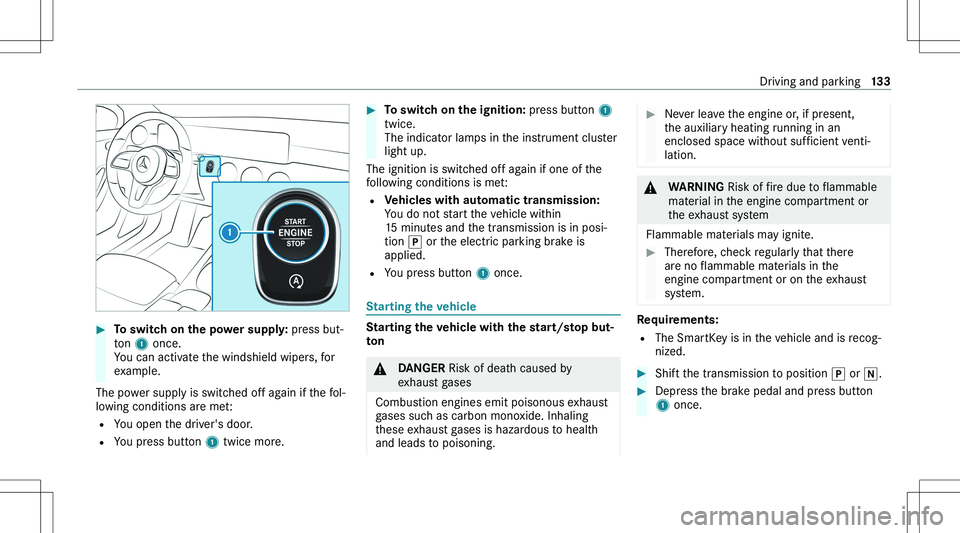 MERCEDES-BENZ GLA 2021  Owners Manual ��T�o��s�w�i�t�c�h��o�n��t�h�e��p�o�w�e�r��s�u�p�p�l�y�:��p�r�e�s�s� �b�u�t
