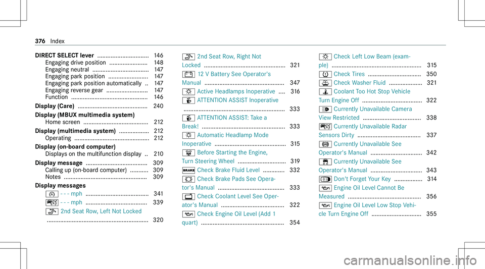 MERCEDES-BENZ GLA 2021  Owners Manual �D�I�R�E�C�T��S�E�L�E�C�T��l�e�v�e�r���.�.�.�.�.�.�.�.�.�.�.�.�.�.�.�.�.�.�.�.�.�.�.�.�.�.�.�.�.�.�. �1�4�6
�E�n�g�a�g�i�n�g� �d�r�i�v�e� �p�o�s�i�t�i�o�n� � �.�.�.�.�.�.�.�.�.�.�.�.�.�.�.�.�.�.�.