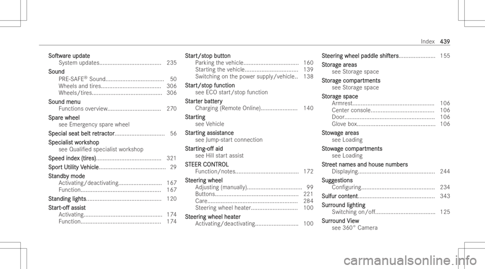 MERCEDES-BENZ GLA 2022 Owners Manual SoTwSoTw
are ar
eupd ate upd
ate
Sy stem updates... ..................................2 35
Sound Sound
PRE-S AFE®
Sound......... .......................... 50
Wheels andtires ....... .............. MERCEDES-BENZ GLA 2022 Owners Manual SoTwSoTw
are ar
eupd ate upd
ate
Sy stem updates... ..................................2 35
Sound Sound
PRE-S AFE®
Sound......... .......................... 50
Wheels andtires ....... ..............