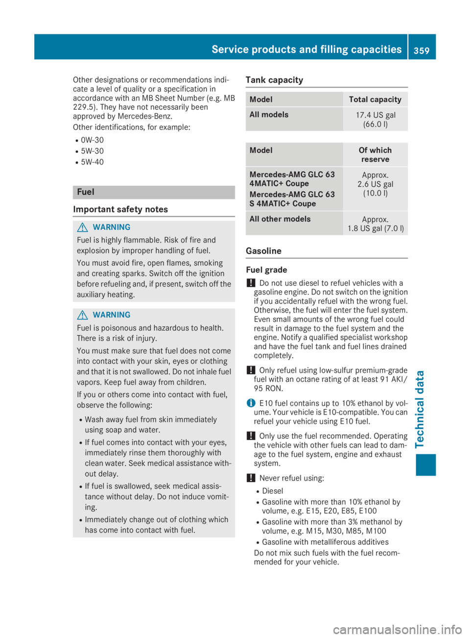 MERCEDES-BENZ GLC 2019 Owners Manual Other designations or recommendations indi-cate a level of quality or a specification inaccordance with an MB Sheet Number (e.g. MB229.5). They have not necessarily beenapproved by Mercedes-Benz.
Othe MERCEDES-BENZ GLC 2019 Owners Manual Other designations or recommendations indi-cate a level of quality or a specification inaccordance with an MB Sheet Number (e.g. MB229.5). They have not necessarily beenapproved by Mercedes-Benz.
Othe