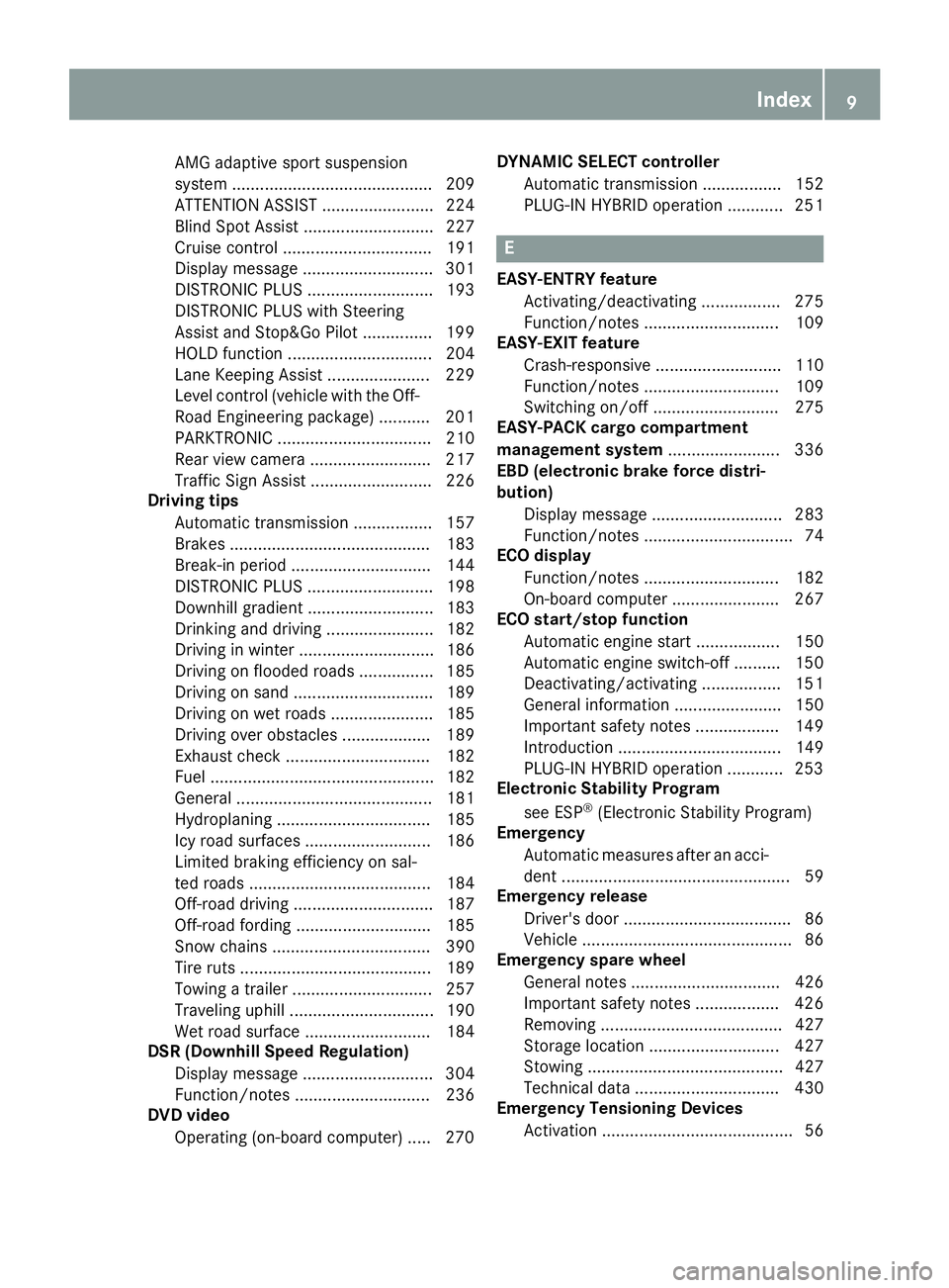 MERCEDES-BENZ GLE 2016 Owners Manual AMG adaptive sport suspension
system ........................................... 209
ATTENTION ASSIST ........................ 224
Blind Spot Assist ............................ 227
Cruise control ... MERCEDES-BENZ GLE 2016 Owners Manual AMG adaptive sport suspension
system ........................................... 209
ATTENTION ASSIST ........................ 224
Blind Spot Assist ............................ 227
Cruise control ...