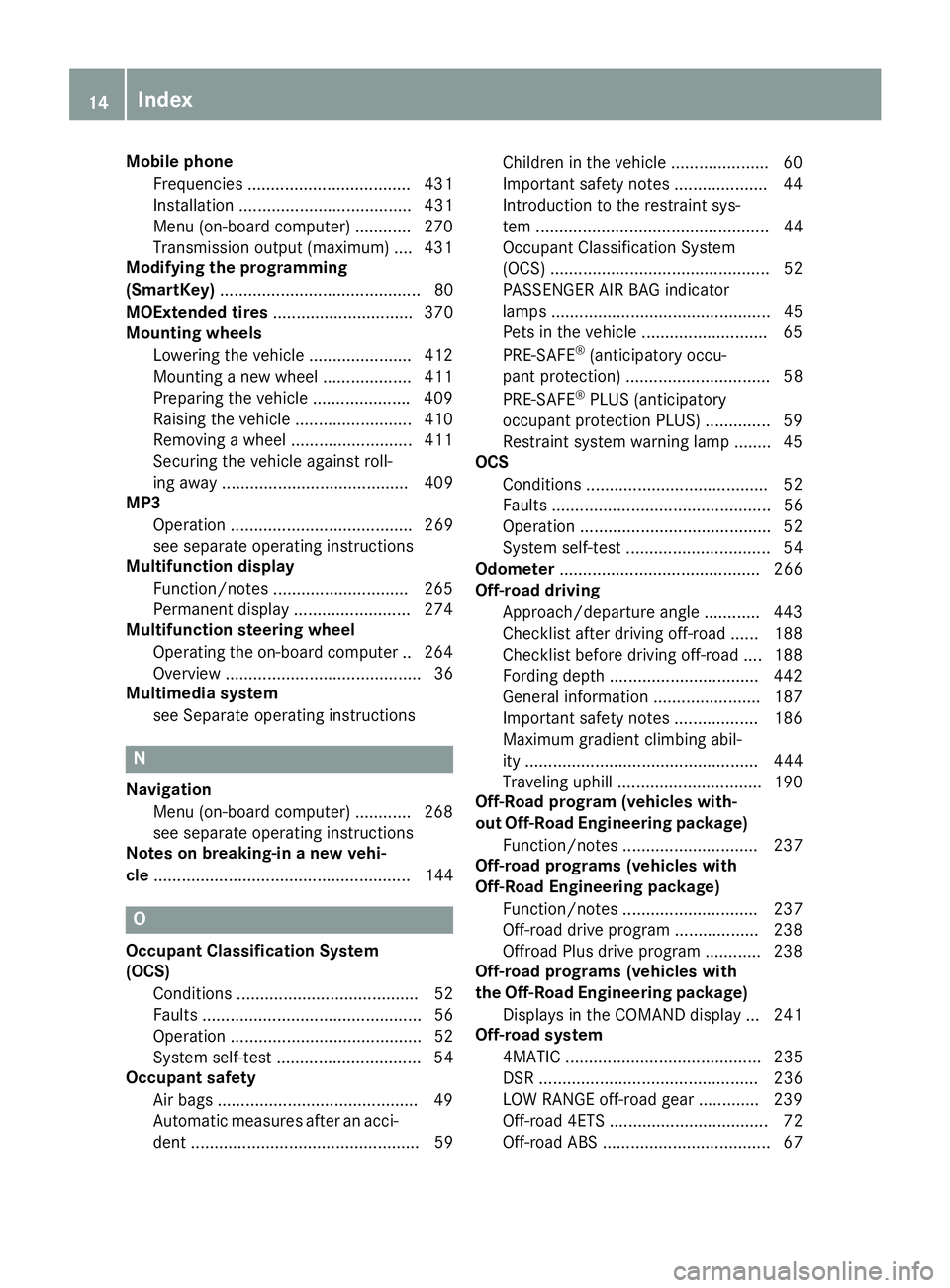 MERCEDES-BENZ GLE 2016 Owners Manual Mobile phone
Frequencies ................................... 431
Installation ..................................... 431
Menu (on-board computer) ............ 270
Transmission output (maximum) .... 431 MERCEDES-BENZ GLE 2016 Owners Manual Mobile phone
Frequencies ................................... 431
Installation ..................................... 431
Menu (on-board computer) ............ 270
Transmission output (maximum) .... 431