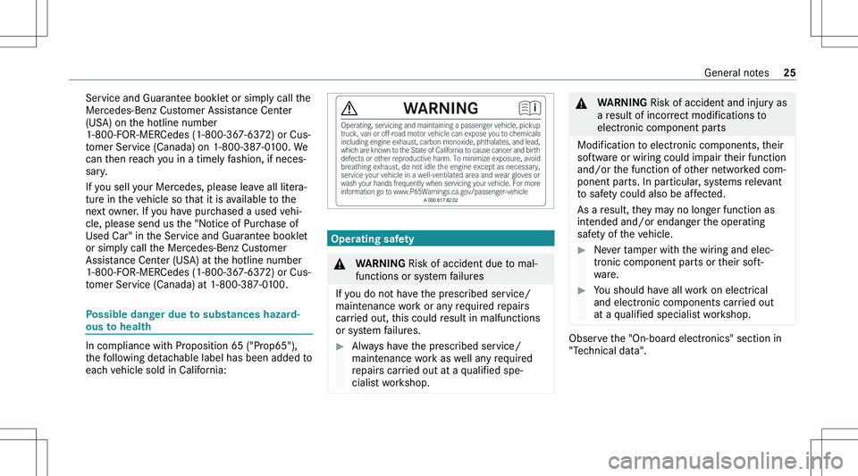 MERCEDES-BENZ GLE 2020  Owners Manual �S�e�r�v�i�c�e� �a�n�d� �G�u�a�r�a�n�t�e�e� �b�o�o�k�l�e�t� �o�r� �s�i�m�p�l�y� �c�a�l�l� �t�h�e
�M�e�r�c�e�d�e�s�-�B�e�n�z� �C�u�s�t�o�m�e�r� �A�s�s�i�s�t�a�n�c�e� �C�e�n�t�e�r �(�U�S�A�)� �o�n� �t�h