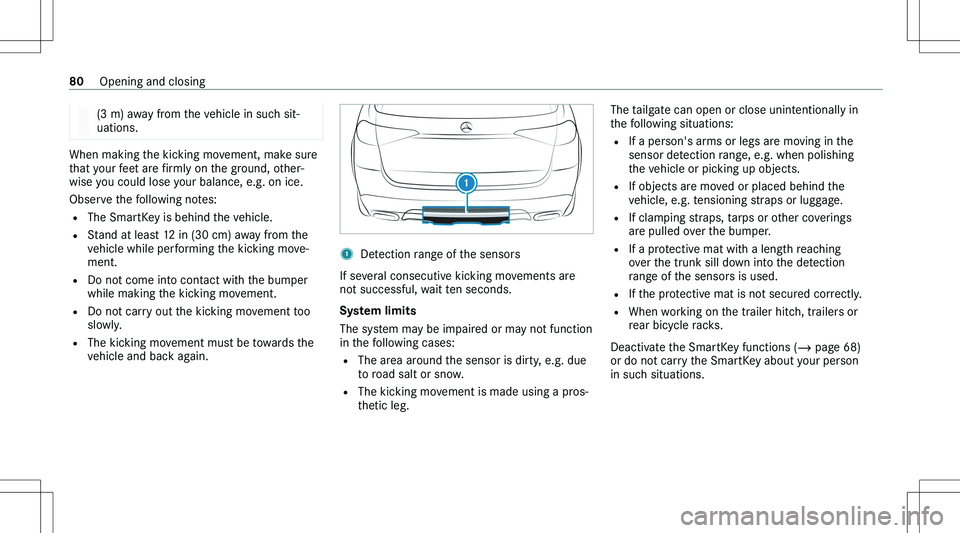 MERCEDES-BENZ GLE 2020  Owners Manual �(�3� �m�)� �a�w�a�y� �f�r�o�m� �t�h�e� �v�e�h�i�c�l�e� �i�n� �s�u�c�h� �s�i�t