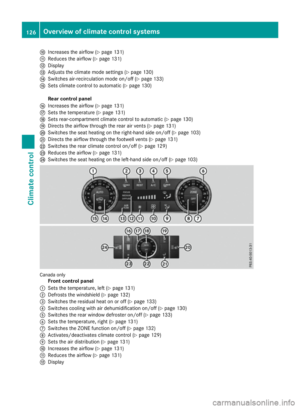 MERCEDES-BENZ GLS 2017  Owners Manual �n
Increases the airflow ( Y
page 131)�o
Reduces the airflow ( Y
page 131)�p
Display�q
Adjusts the climate mode settings ( Y
page 130)�r
Switches air-recirculation mode on/off ( Y
page 133)�s
Sets cli