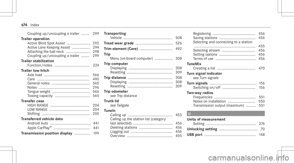 MERCEDES-BENZ GLS 2020  Owners Manual Couplin
gup/un couplin gatrailer ........ 299
Tr aile roper ation
Ac tiveBli nd Spo tAssi st<0011001100110011001100110011001100110011001100110011001100110011
0011001100110011001100110011> 292
Ac tiveL