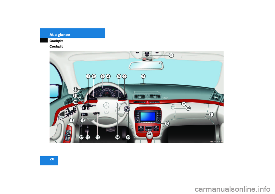 MERCEDES-BENZ S CLASS 2003  Owners Manual 20 At a glanceCockpit
Cockpit 
