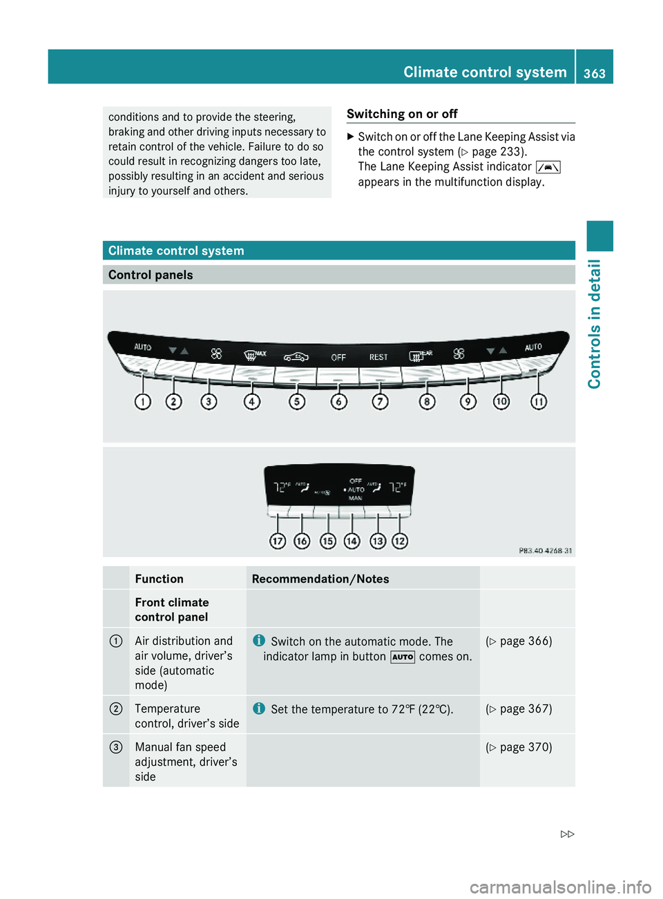 MERCEDES-BENZ S CLASS 2010  Owners Manual conditions and to provide the steering,
braking and other driving inputs necessary to
retain control of the vehicle. Failure to do so
could result in recognizing dangers too late,
possibly resulting i