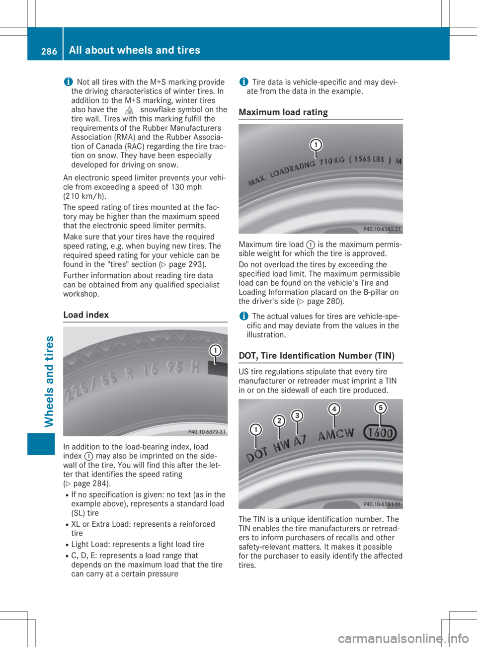 MERCEDES-BENZ SLC 2020 Owners Manual i
Not
alltires withtheM+S marking provide
the driving characteristics ofwinter tires.In
addi tion tothe M+S marking, wintertires
also have the004D snowflake symbolonthe
tire wall.Tires withthismarking MERCEDES-BENZ SLC 2020 Owners Manual i
Not
alltires withtheM+S marking provide
the driving characteristics ofwinter tires.In
addi tion tothe M+S marking, wintertires
also have the004D snowflake symbolonthe
tire wall.Tires withthismarking