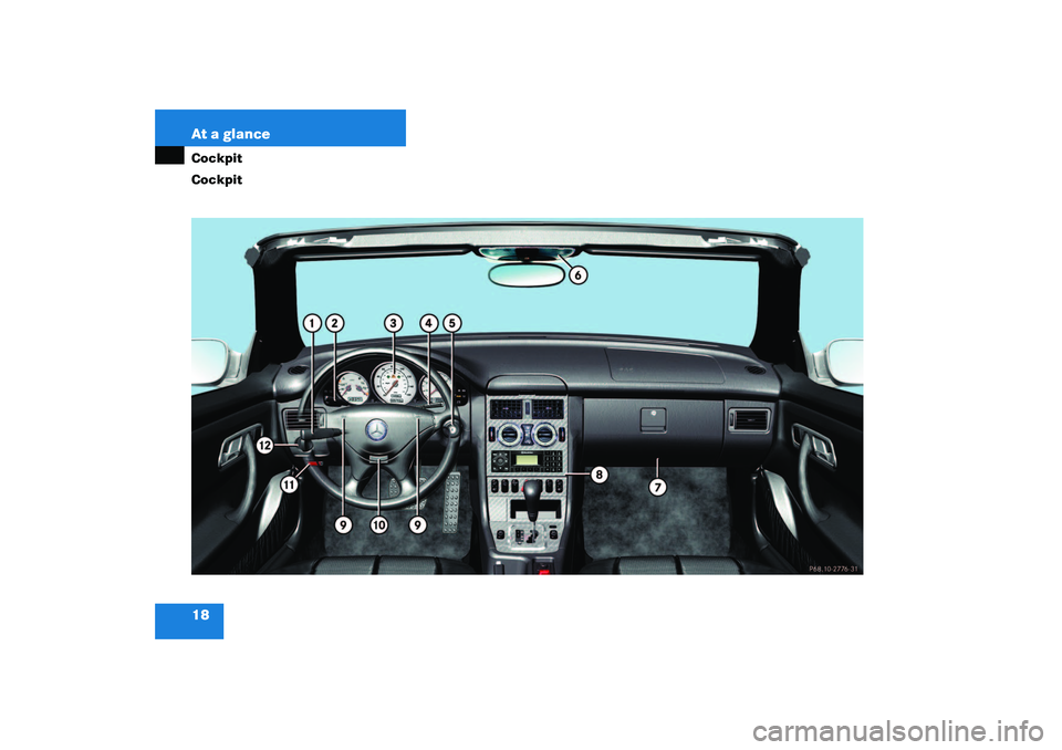 MERCEDES-BENZ SLK CLASS 2003  Owners Manual 18 At a glanceCockpit
Cockpit 