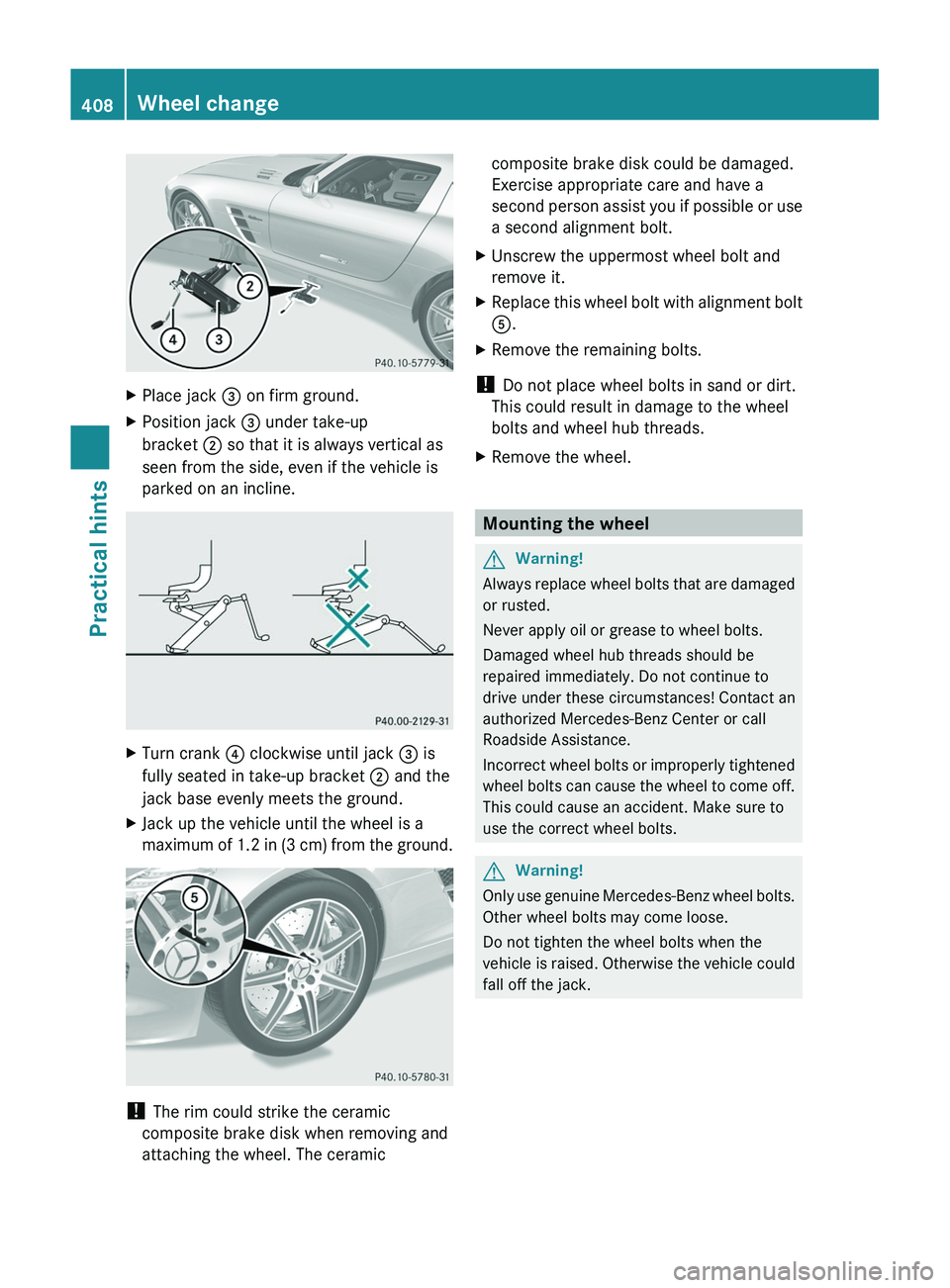 MERCEDES-BENZ SLS AMG 2011  Owners Manual XPlace jack \000